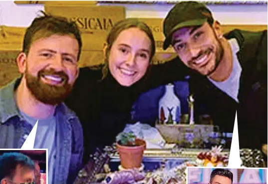  ?? ?? Unmasked: Samuel Arnold with Rose and Giovanni at her birthday meal last month. Left: In the audience on Saturday