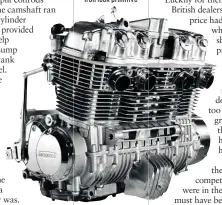  ??  ?? BELOW: Oil-tight and high tech CB750 engine made Brit iron look primitive BELOW RIGHT: An astonished onlooker (foreground) bends down to pick up his dropped jaw at the 1968 Tokyo show