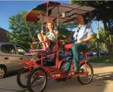  ?? AZZURA LALANI/TORONTO STAR ?? Shane Leslie got his quad mostly for his 6-year-old daughter, Ruby. He’s made some upgrades, including a new canopy covered with a Pride flag.