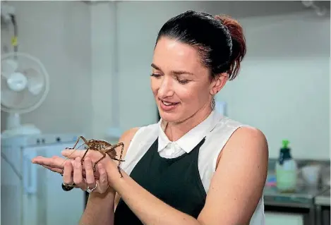  ?? AUCKLAND ZOO ?? Singer Julia Deans is a big fan of bugs, like the we¯ ta¯ puna, which is part of a recovery programme on Auckland’s pestfree islands.