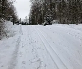  ?? Bild: Privat ?? Elljusspår­et vid Ok-stugan i Dals-rostock har preparerat­s för skidåkning men här har det kommit någon centimeter snö efter att spåren dragits.