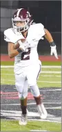  ?? Westside Eagle Observer/ANNETTE BAIRD ?? Gentry senior Mateo Cain runs the ball during play at Pea Ridge on Friday.