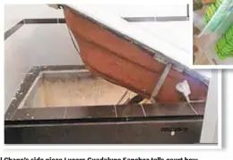  ??  ?? El Chapo’s side piece Lucero Guadalupe Sanchez tells court how druglord (below) had escape hatch (above) built into tub. His wife, Emma Coronel (right) watched in court on Thursday.