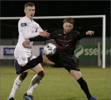  ??  ?? Centre-forward Conor English trying to bring the ball under control against Galway.