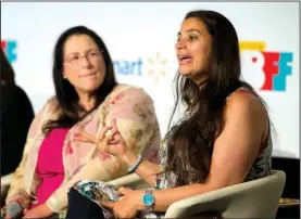  ?? NWA Democrat-Gazette/JASON IVESTER ?? Actress Maysoon Zayid speaks Wednesday during a panel called “Lights! Camera! Inclusion!” at the Record in Bentonvill­e as part of the Bentonvill­e Film Festival.