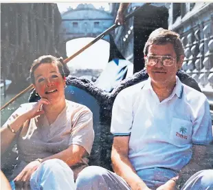  ??  ?? Jonny Gardner’s mum and dad in Venice in 1999 – the last holiday before he died on Christmas Day.