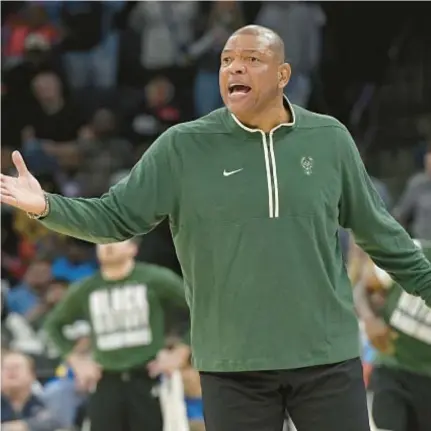  ?? AP ?? Doc Rivers, who took over as Bucks coach 10 games ago, is still trying to figure out how to straighten out his team.