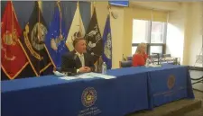  ?? PROVIDED PHOTO ?? Albany County Executive Dan McCoy and Albany County Department of Health Commission­er Dr. Elizabeth Whalen hold their daily press conference Friday.