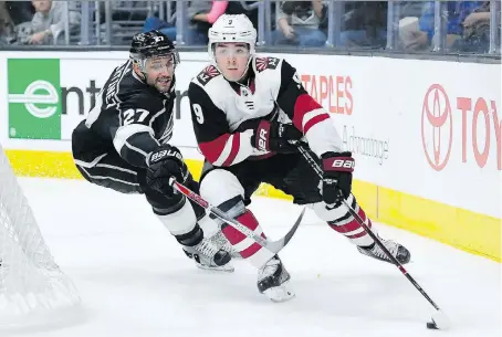  ?? MARK J. TERRILL/THE ASSOCIATED PRESS ?? The Arizona Coyotes are off to a horrid start, but their rookie centre Clayton Keller certainly isn’t after scoring nine goals and recording 15 points in his first 13 games of the season to rank among the NHL’s top scorers in the early going.