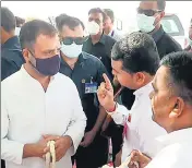  ?? ?? Congress leader Rahul Gandhi along with other leaders at Valmiki temple, in Dungarpur, Rajasthan on Monday.