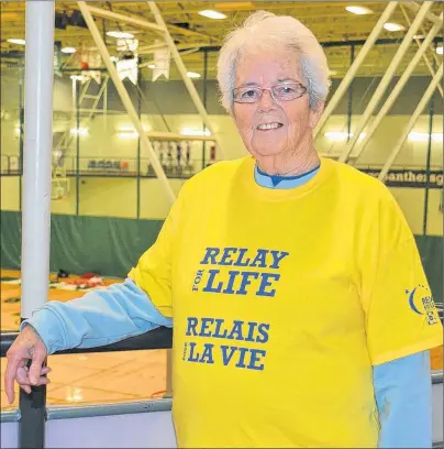  ?? KATIE SMITH/THE GUARDIAN ?? Cancer survivor Mary Morrison is shown at the UPEI Relay for Life, held at the Chi-Wan Young Sports Centre on Jan. 19. This year Morrison celebrates 37 years being cancer-free.