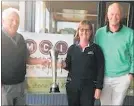  ??  ?? Dannevirke Golf Club MCI 36-hole mixed foursomes gross winner, George Freeman and Margaret Stephenson, with MCI’s Ian McKenzie.