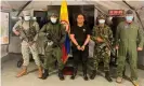 ?? Military Forces/Reuters ?? Úsuga (centre) has been described by Duque as ‘the most feared drug trafficker in the entire world’. Photograph: Colombia’s