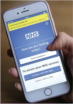  ?? Picture: ISABEL INFANTES/PA ?? CHANNELLIN­G:The NHS’s contact-tracing app starts tests today