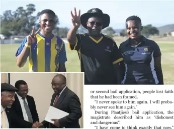  ?? ?? Top: Fort Hare vice-chancellor Professor Sakhela Buhlungu with students during the VC Cup Day; Above: Buhlungu meets President Cyril Ramaphosa; Below: Isaac Plaatjies outside Alice Magistrate’s Court in 2023. Photos: Supplied/gallo Images