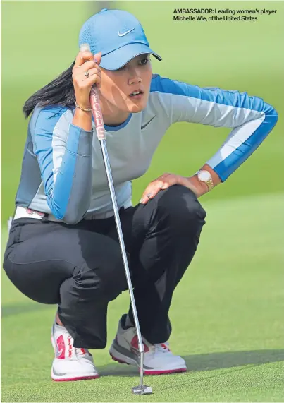  ??  ?? AMBASSADOR: Leading women’s player Michelle Wie, of the United States