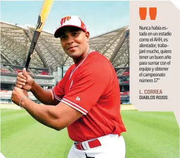  ?? / FOTO: CORTESÍA DIABLOS ROJOS ?? Lisbán Correa conoció el estadio Alfredo Harp Helú, en la capital del país.