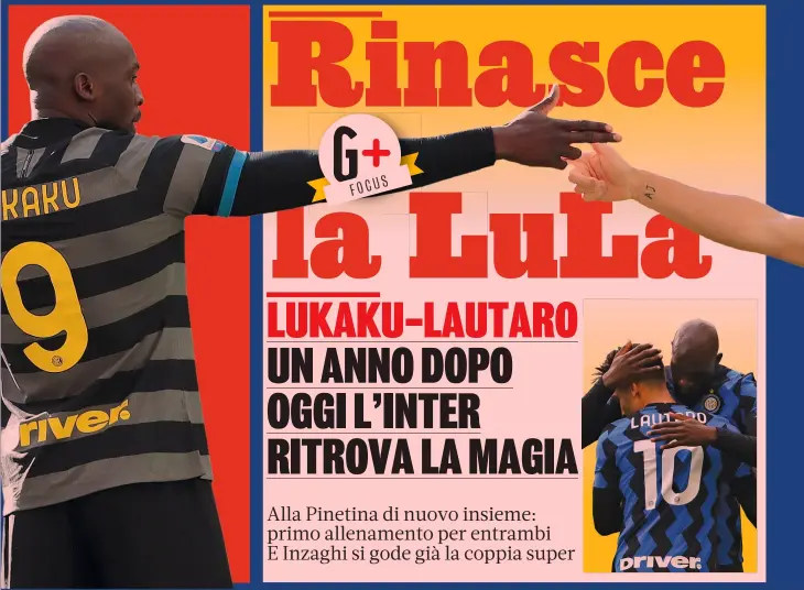  ?? ?? Coppia magica Romelu Lukaku e Lautaro Martinez, insieme hanno vinto lo scudetto 2020-2021 on l’Inter