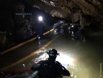  ??  ?? TOP LEFT Ben entering sump one of Tham Luang caveTOP RIGHT Ben and Maksym Polejaka preparing to enter Tham Luang past sump three for a six-hour push. Eight hours later the boys were found