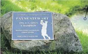  ??  ?? A plaque indicates a bridge named in honour of golfer Payne Stewart.