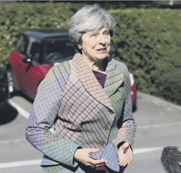  ?? PICTURE: YUI MOK/PA ?? Theresa May was in bullish mood in Reading yesterday