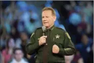  ?? MICHAEL LAUGHLIN — SOUTH FLORIDA SUN-SENTINEL VIA AP ?? Broward County Sheriff Scott Israel speaks before a CNN town hall broadcast, Wednesday at the BB&T Center, in Sunrise, Fla.