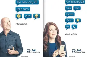  ?? BELL LET'S TALK CAMPAIGN ?? A study on Bell Let’s Talk Day from researcher­s at Sunnybrook hospital and the University of Toronto sheds light on the ways people have engaged with the awareness campaign on Twitter, and whether that engagement and messaging is effective in reducing suicide rates locally.