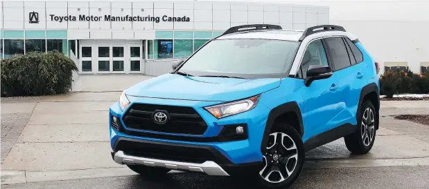  ?? PETER BLEAKNEY/DRIVING ?? The 2019 RAV4 is manufactur­ed at Toyota Motor Manufactur­ing Canada’s Woodstock, Ont., plant.