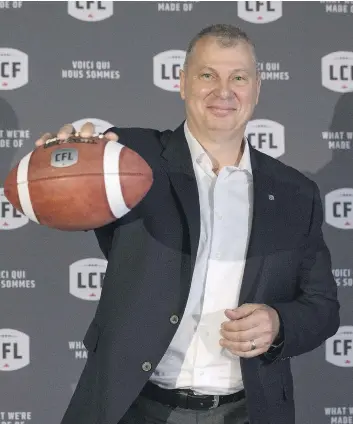  ?? CRAIG ROBERTSON / POSTMEDIA NEWS FILES ?? Using his brains and personalit­y, CFL commission­er Randy Ambrosie carved out a nine-year career in the league as an offensive lineman, even though he believes he had the fitness to play only three.