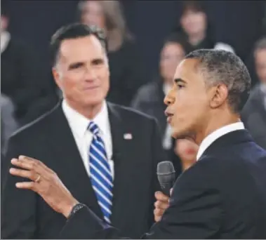  ?? Photo: AFP ?? FACE OFF: US President Barack Obama makes a point during the second presidenti­al debate with Republican presidenti­al candidate Mitt Romney.