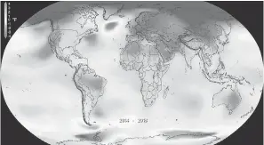  ?? NASA GISS ?? On this map of global temperatur­es in 2018, higher than average temperatur­es are in red and colder than average ones are in blue.