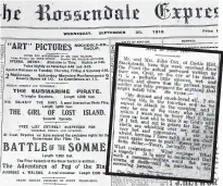  ??  ?? ●● An advert for the original showing of The Battle of The Somme and details of a letter home from Somme victim Cyril Cox (inset)