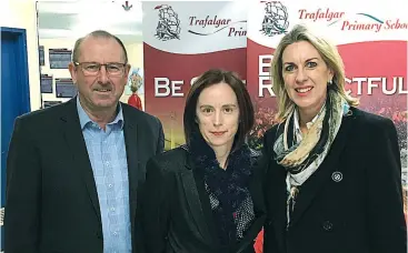  ??  ?? Discussion the potential for a new early learning centre at the Trafalgar Primary School site on Friday are (from left) Member for Narracan Gary Blackwood, school council president Sally Stannard and Shadow Families and Children Minister Georgie Crozier.