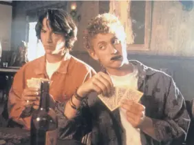  ??  ?? Reeves and Winter in 1989’s “Bill & Ted’s Excellent Adventure.”