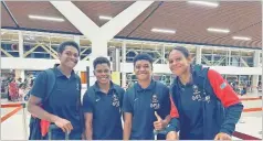  ?? Picture: FIJI RUGBY ?? Members of the Fiji Airways Fijiana 7s team at Nadi Internatio­nal Airport before flying out to Vancouver, Canada last Friday.