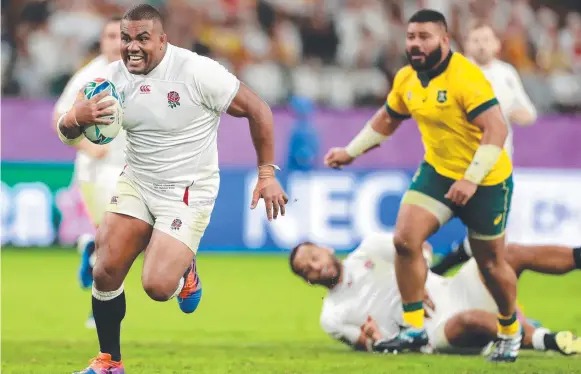  ?? Picture: GETTY IMAGES ?? Kyle Sinckler of England breaks clear to score their third try during the Rugby World Cup quarter-final against Australia