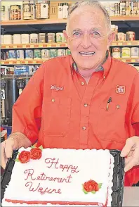  ?? ERIC MCCARTHY/TC MEDIA ?? Wayne Shea enjoyed his retirement cake on his last day of work at Tignish Co-op’s Home Hardware store in Alberton.