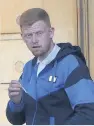  ??  ?? Jailed Nathan Donner at Ayr Sheriff Court police station in which he was fined £ 500.a woman was seen sobbing exiting the court as Donner was led away in handcuffs.