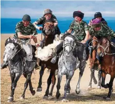  ??  ?? Ulak Tartysh is one the famed national horse games performanc­es in Central Asia.