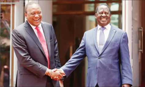  ??  ?? Kenya has become a model of maturity, with erstwhile enemies President Uhuru Kenyatta and opposition leader Raila Odinga now speaking with one voice for the good of their country
