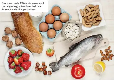  ??  ?? Se cunosc peste 170 de alimente ce pot declanșa alergii alimentare, însă doar 14 sunt cu adevărat periculoas­e.