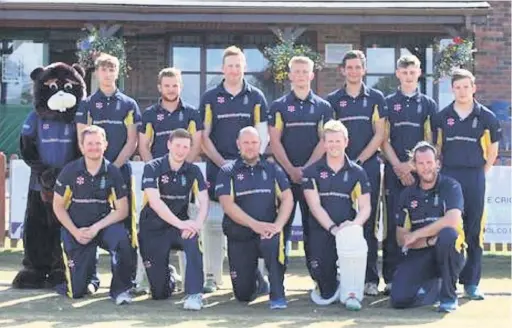  ??  ?? ●●Bramhall Cricket Club’s Finals Day squad line up ahead of the action at Church Lane on Sunday