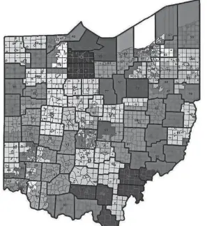  ?? OHIO REDISTRICT­ING COMMISSION ?? The Ohio Redistrict­ing Commission Thursday proposed this Ohio House District map for the next decade.