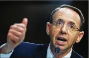  ?? CHIP SOMODEVILL­A / GETTY IMAGES ?? U.S. Deputy Attorney General Rod Rosenstein expected to be fired as he headed for the White House on Monday for what was later described as a preschedul­ed meeting. Instead, the White House said that Rosenstein and Trump would meet Thursday.