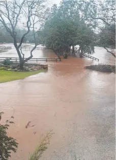  ?? ?? Flash flooding has inundated Will Frensta's Guanaba farm on the bank of Guanaba Creek, destroying stock for The Village Grocer.