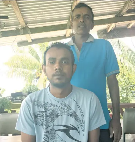  ?? Photo: Sheldon Chanel ?? Binal Narayan (front) with his father, Amrit Narayan, at their home in Waituri, Nausori on November 1, 2017.