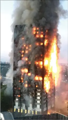  ??  ?? Left: One of the most harrowing images of the decade: Grenfell Tower ablaze in June 2017. Seventy-two people died.