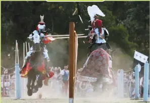  ??  ?? JASON REED/REUTERS Australian Phillip Leitch jousts against Frenchman Michael Sadde on the way to winning the inaugural World Jousting Championsh­ip at the St. Ives Medieval Faire, New South Wales, Australia.