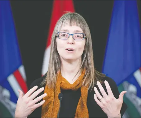  ?? CHRIS SCHWARZ/GOVERNMENT OF ALBERTA ?? Alberta’s chief medical officer of health Dr. Deena Hinshaw says some Albertans are looking forward to more activities while others are feeling anxious about the reopening. “It is important to remember that both responses are natural and valid,” Hinshaw said.