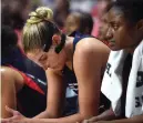  ?? Hartford Courant/tns ?? Washington Mystics forward Elena Delle Donne sits on the bench during game 4 of the WNBA finals at Mohegan Sun Arena.